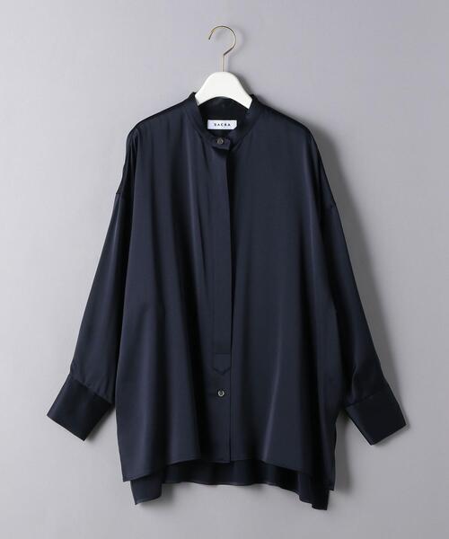 SACRA（サクラ）の「＜SACRA（サクラ）＞サテン バンドカラーシャツ