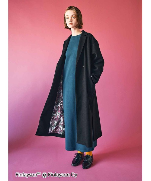 フィンレイソン はおるように着たい 華やか裏地のブラックコート