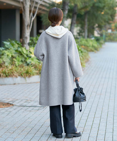 IENA（イエナ）の「モッサーダブルフェイス Vネックコート（ノーカラー