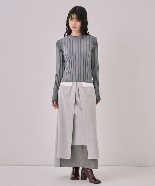 残りわずか！】リップルレイヤーニット｜ウォッシャブル/オフィス