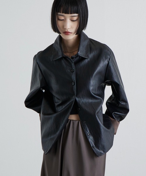フェイクレザーシャツジャケット（テーラードジャケット）｜Lui's