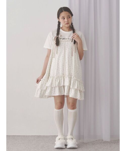 merry jenny（メリージェニー）の「flower waffleミニワンピース