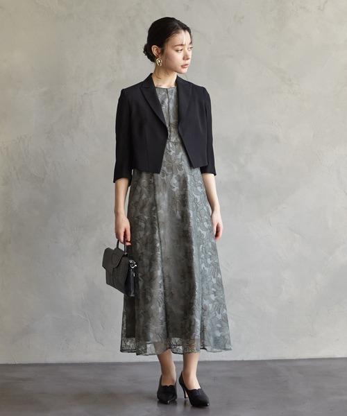 チュールエンブロイダリーレースパイピングパーティードレス 結婚式