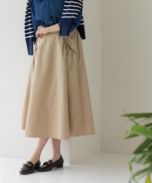 ポケットデザインフレアスカート【洗濯機OK】（スカート）｜OPAQUE