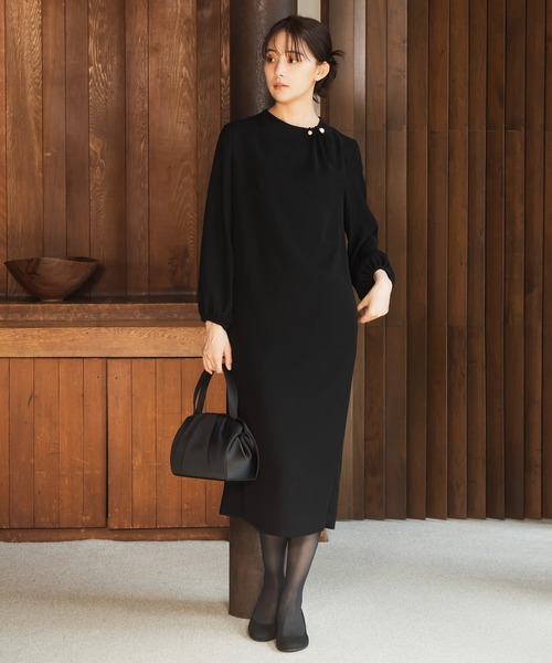 kaene】【喪服・礼服】パールピン付きワンピース/レディースワンピース