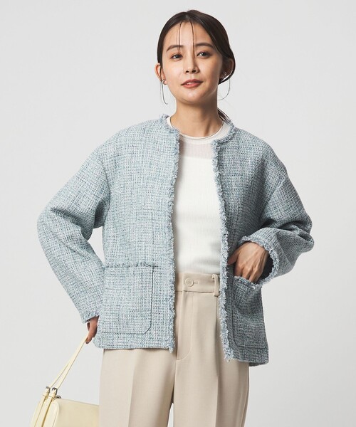 セール】［size SHORTあり］ミックス ツイードライク ポケット ノー