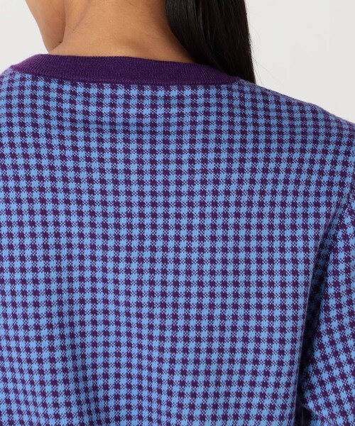 コットンカシミヤ ギンガムチェックカーディガン（カーディガン/ボレロ