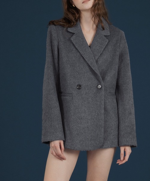 セール】セットアップシャギーテイラードジャケットコート（テーラード