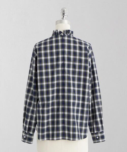 LOEFF（ロエフ）の「＜LOEFF＞チェック フリル スタンドカラーブラウス
