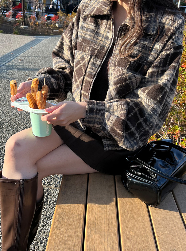 ダブルジップチェック柄ジャケット[cc93] | レディースファッション