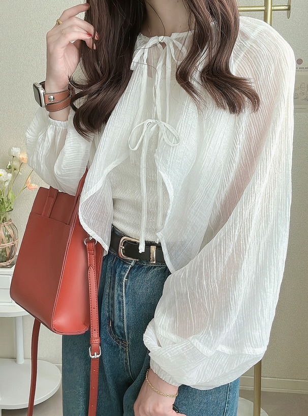 ワッシャーシアーダブルリボンボレロ[an1413] | レディース