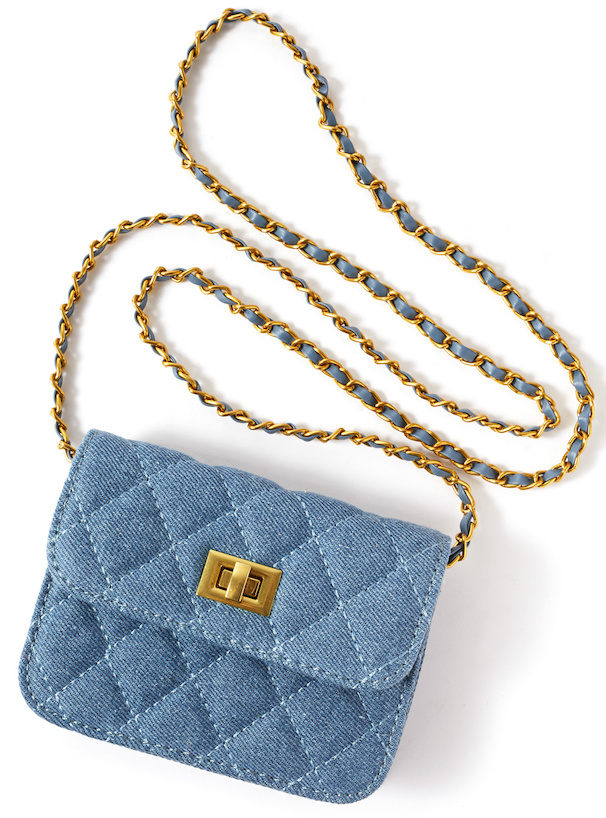 デニムキルティングチェーンミニショルダーバッグ[at1853
