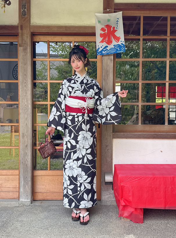 モノトーン椿浴衣セット[gi1201] | レディースファッション通販の