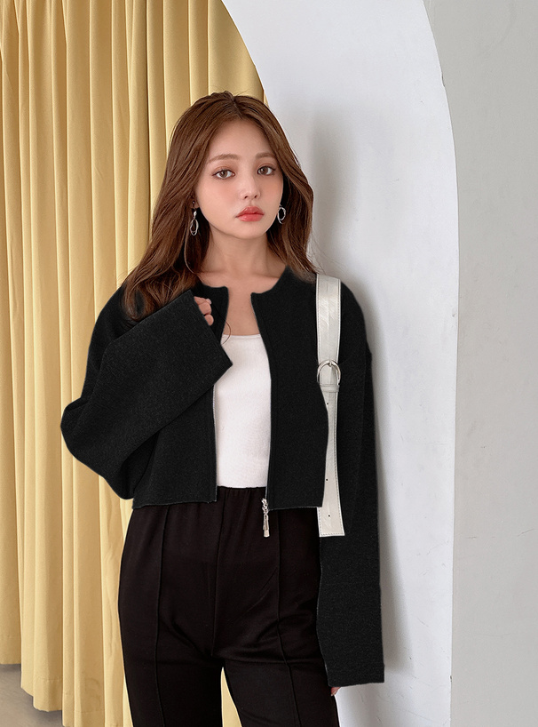 ダブルジップショート丈ニットカーディガン[kz472] | レディース