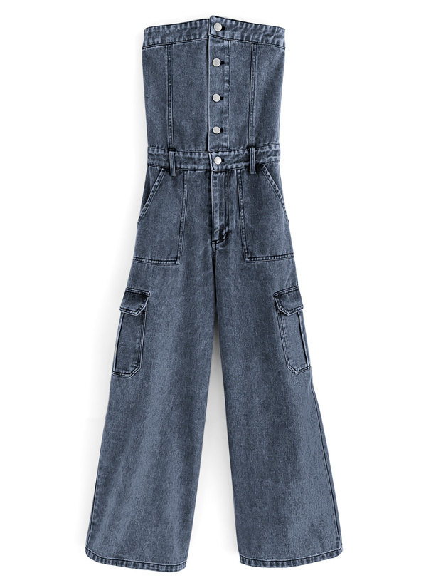 ベアトップデニムオールインワン[nh123] | レディースファッション通販