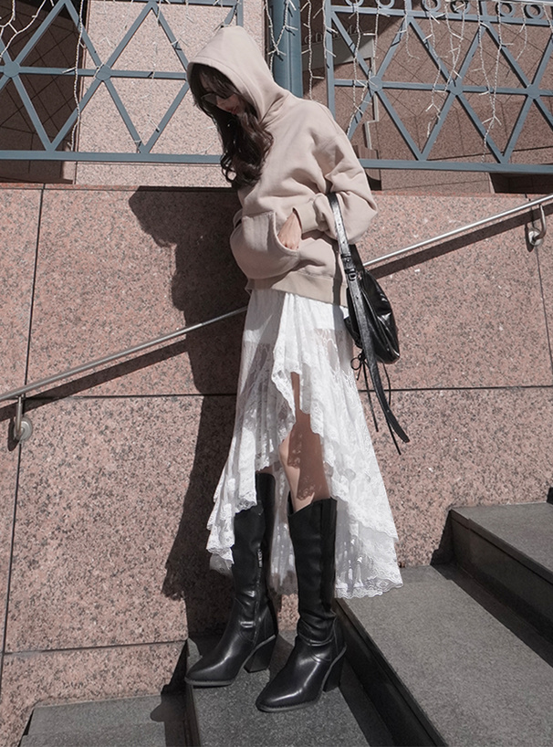 アシンメトリーレースロングスカート[nh192] | レディースファッション