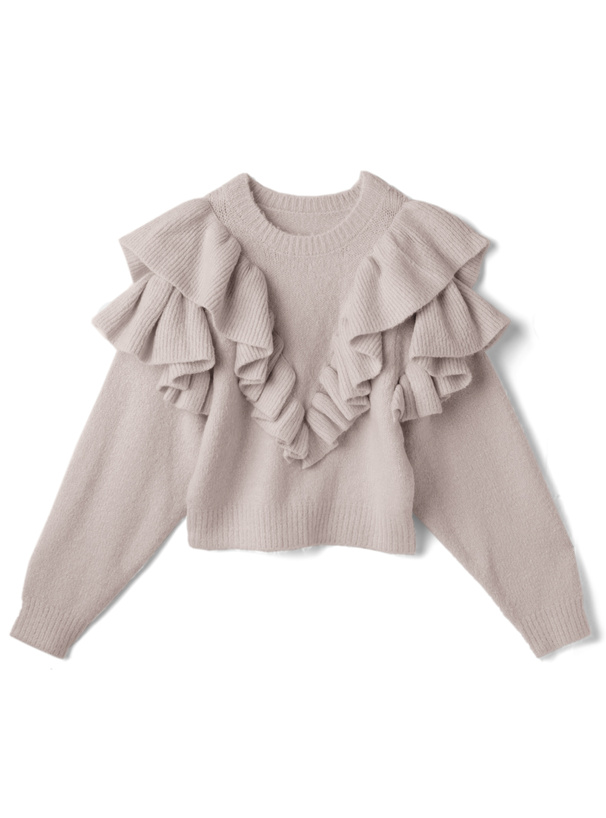 モヘヤタッチフリルニットトップス[rut593] | レディースファッション