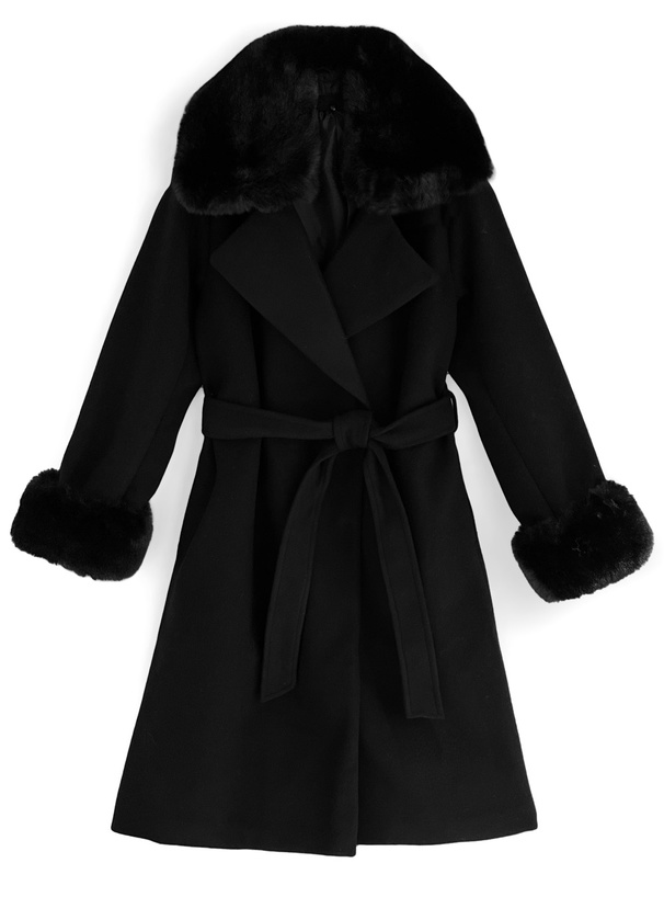 リボンベルト付きファーガウンコート[ze688] | レディースファッション