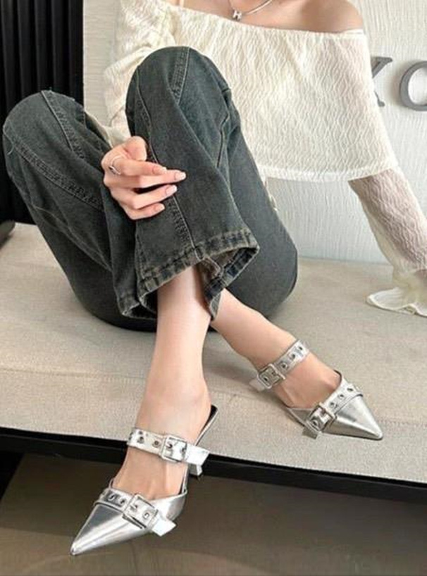 ポインテッドトゥベルトストラップミュール[zr1274] | レディース