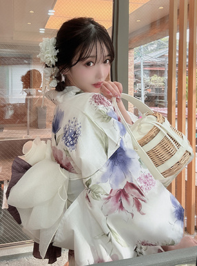 水彩花柄浴衣セット[fy028] | レディースファッション通販のグレイル