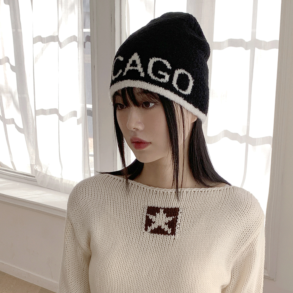 レタリングバイカラーニットビーニーハット | ファッション通販サイト NUGU