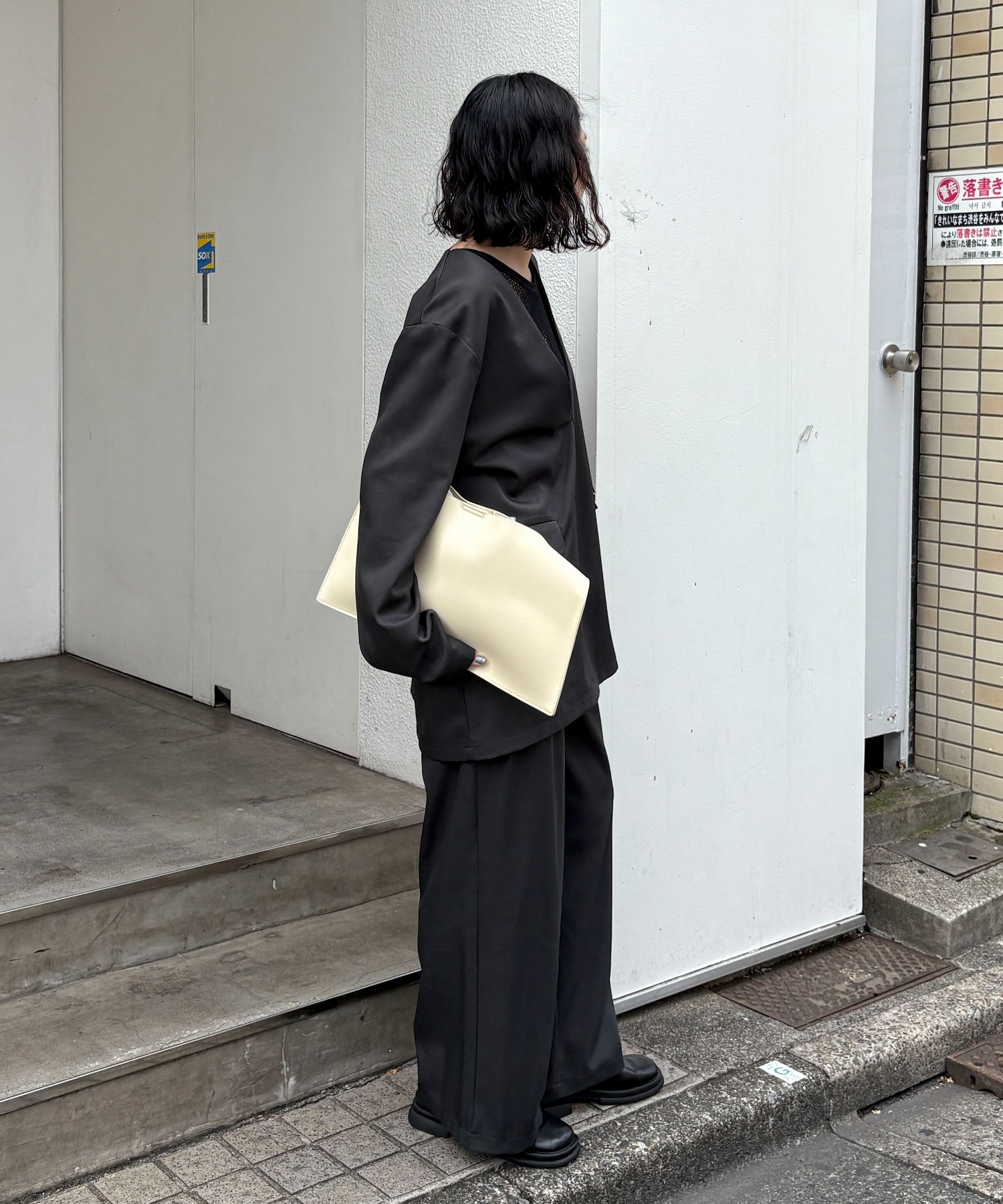 4size展開/セットアップ可】ダブルタックワイドスラックス