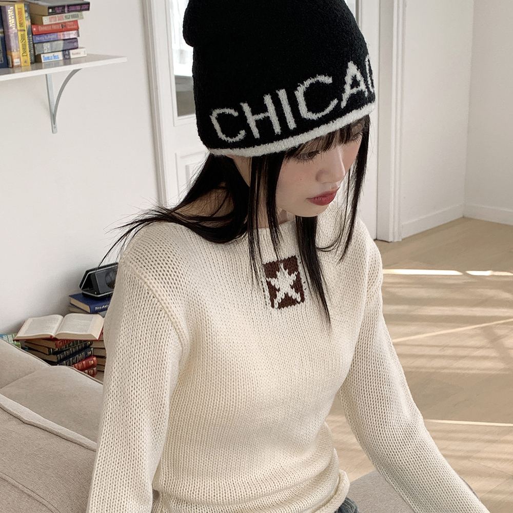 レタリングバイカラーニットビーニーハット | ファッション通販サイト NUGU