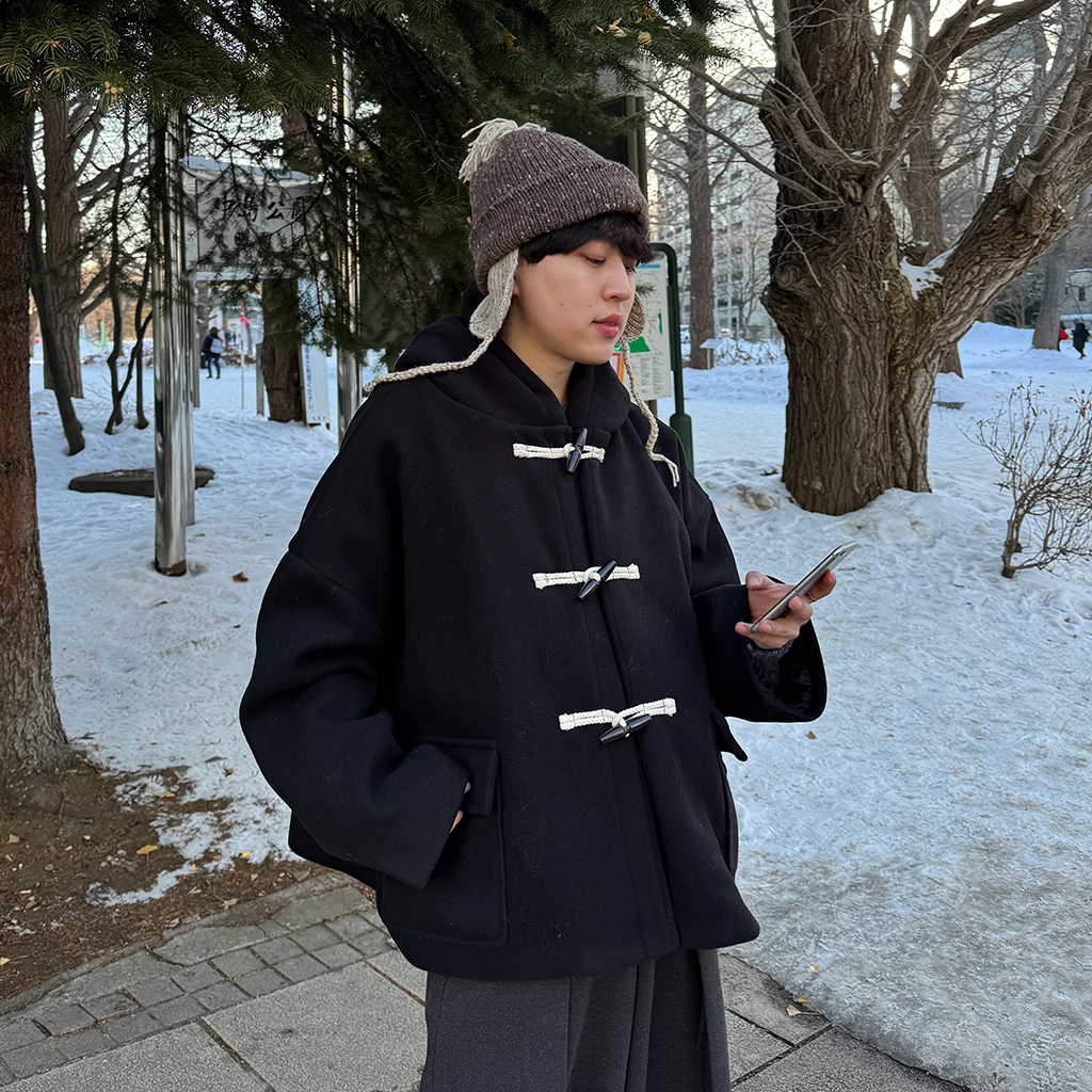 ユニセックス) フラットポケットショートダッフルコート