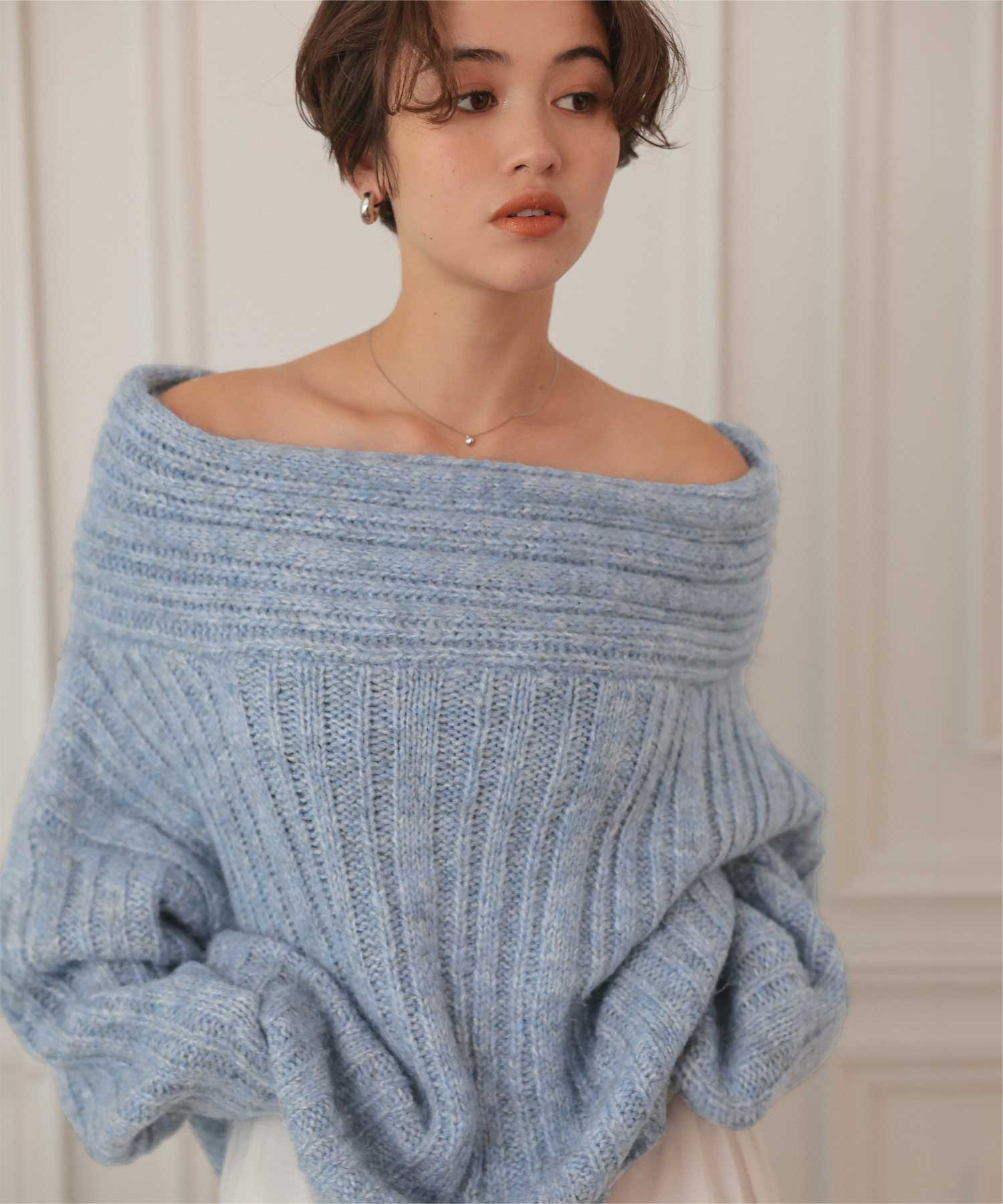 オフショルダールーズニット | ファッション通販サイト NUGU