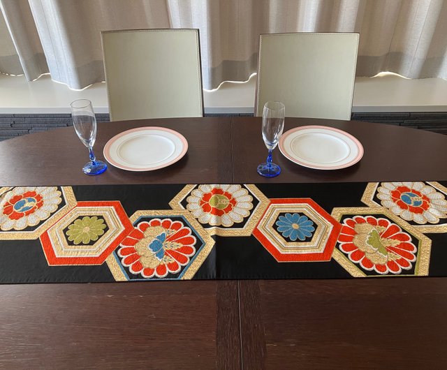 豪華 着物の帯のテーブルランナー 正絹100% Japanese style by C