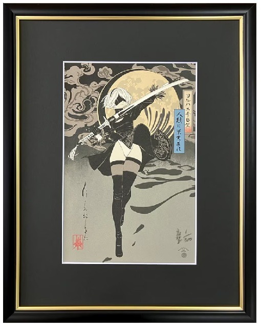 NieR:Automata」2B、凛と立つ姿が美しい…！浮世絵木版画が数量限定で
