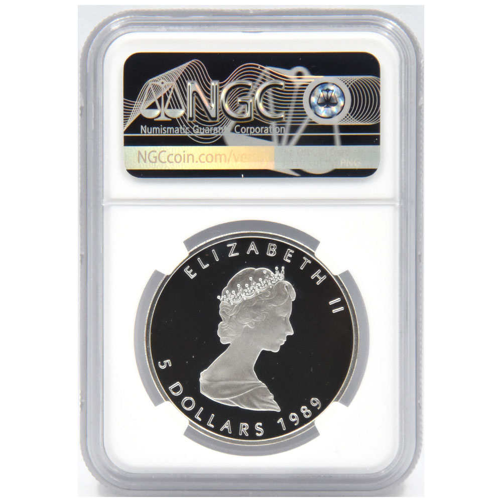 カナダ 1989 エリザベス2世 5ドル 銀貨 NGC PF 68 ULTRA CAMEO