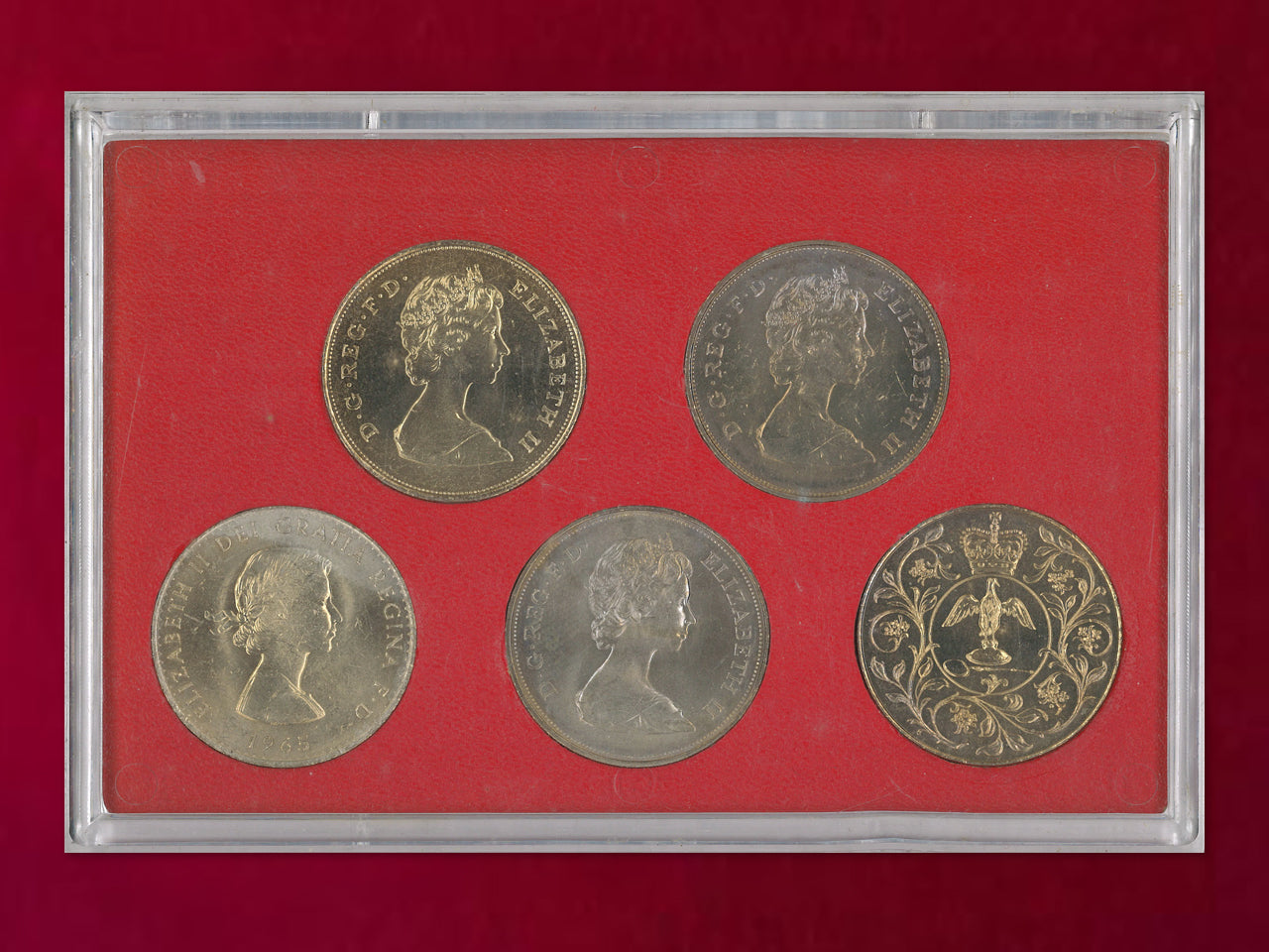 イギリス】エリザベス女王2世ご治世下記念クラウンセット 白銅貨5枚組