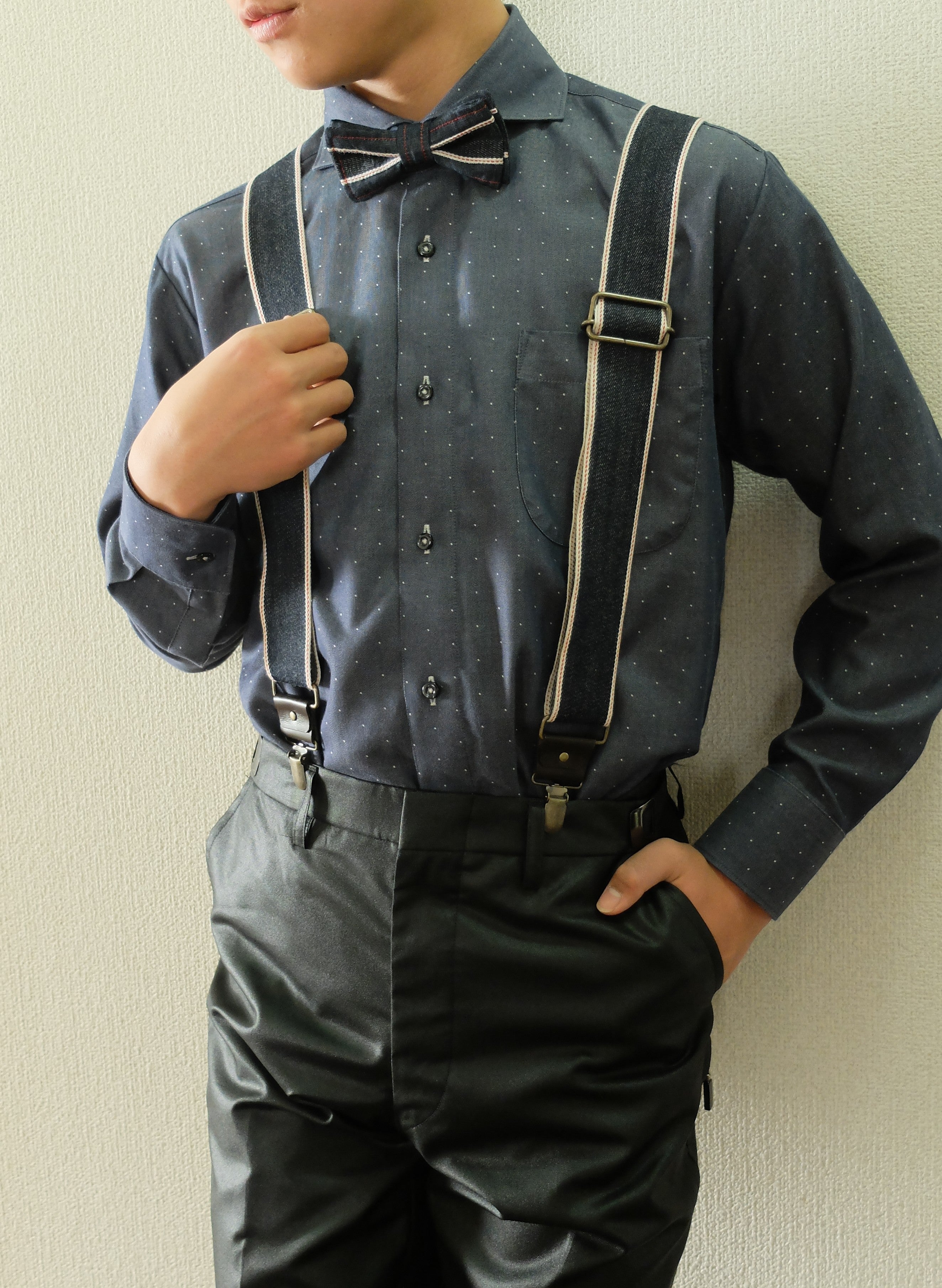 selvedge series蝶ネクタイ&サスペンダー 【結婚式 メンズ小物