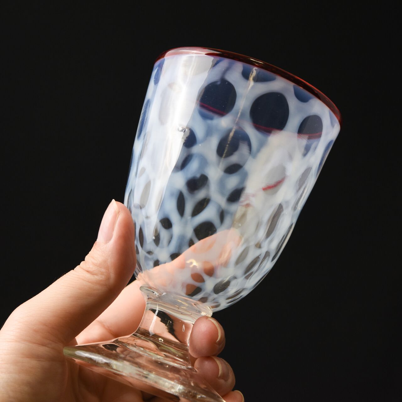 ガラス :: 水玉文赤縁なつめ形氷コップ | COTTOU.JP 骨董の通販