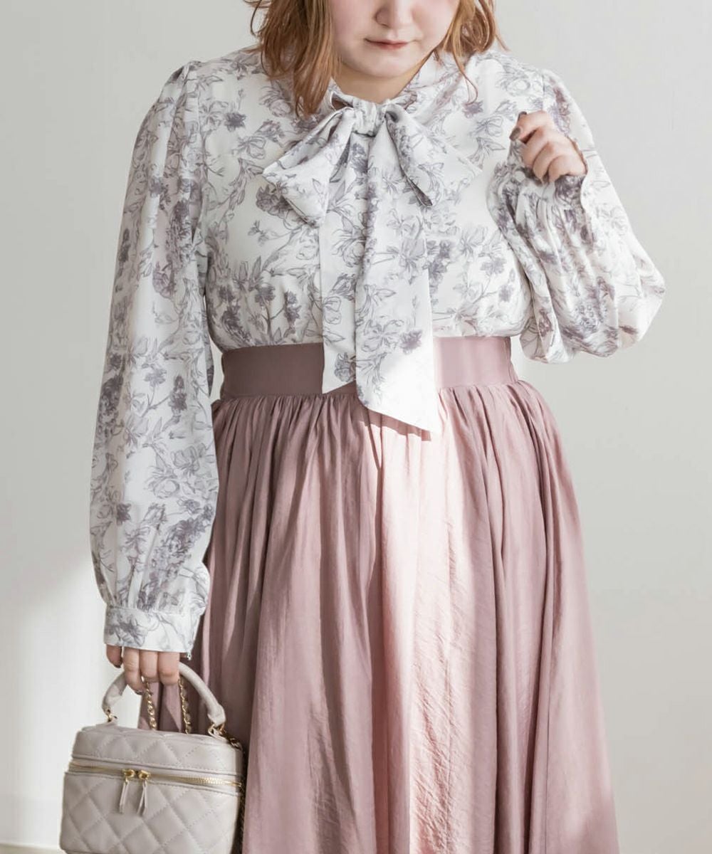 CLETTEオリジナル☆前後2WAY花柄リボンブラウス | 大きいサイズ