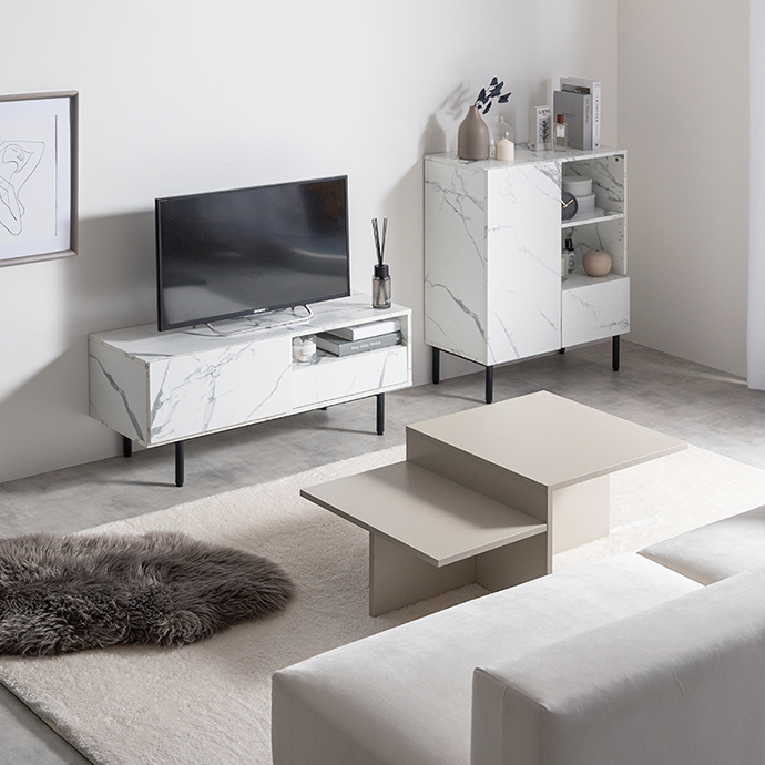 g159028]【幅100cm】Ellis 大理石柄テレビ台 ローボード | 家具