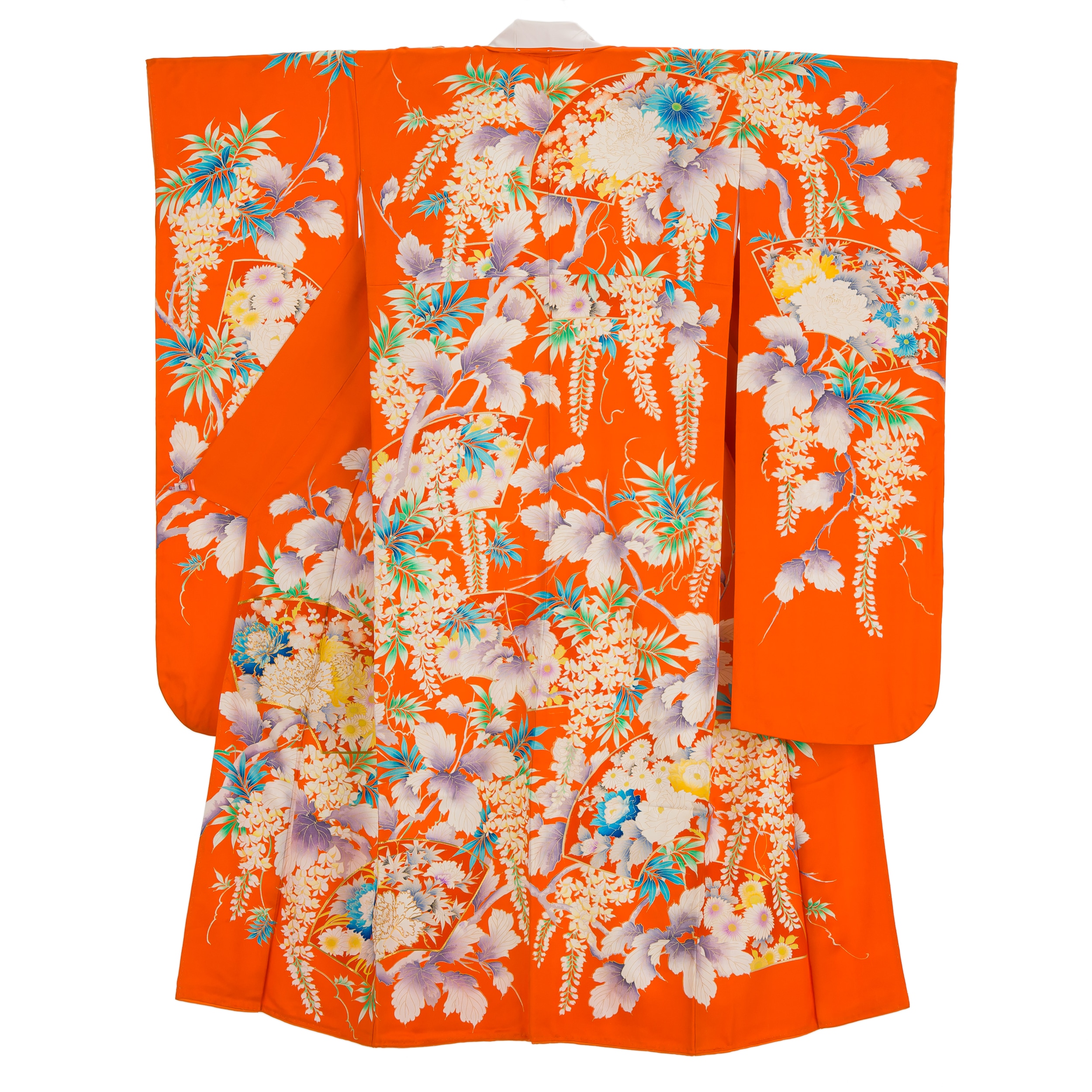 振袖 扇面に菊 藤 牡丹など - からん::アンティーク着物・リサイクル