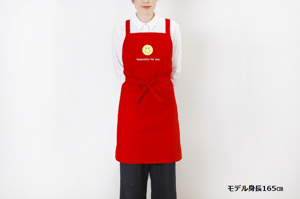 M企画　EMUPROJECT チャイナエプロン　赤ゴールド 台湾 甘いオレンジ柄のチャイナドレス風エプロン Cheongsam Monmon