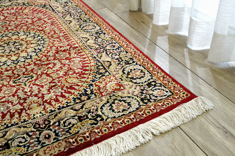 ペルシャ絨毯 クム産 シルク手織り 82×114cm ＃18386 | ラグマット