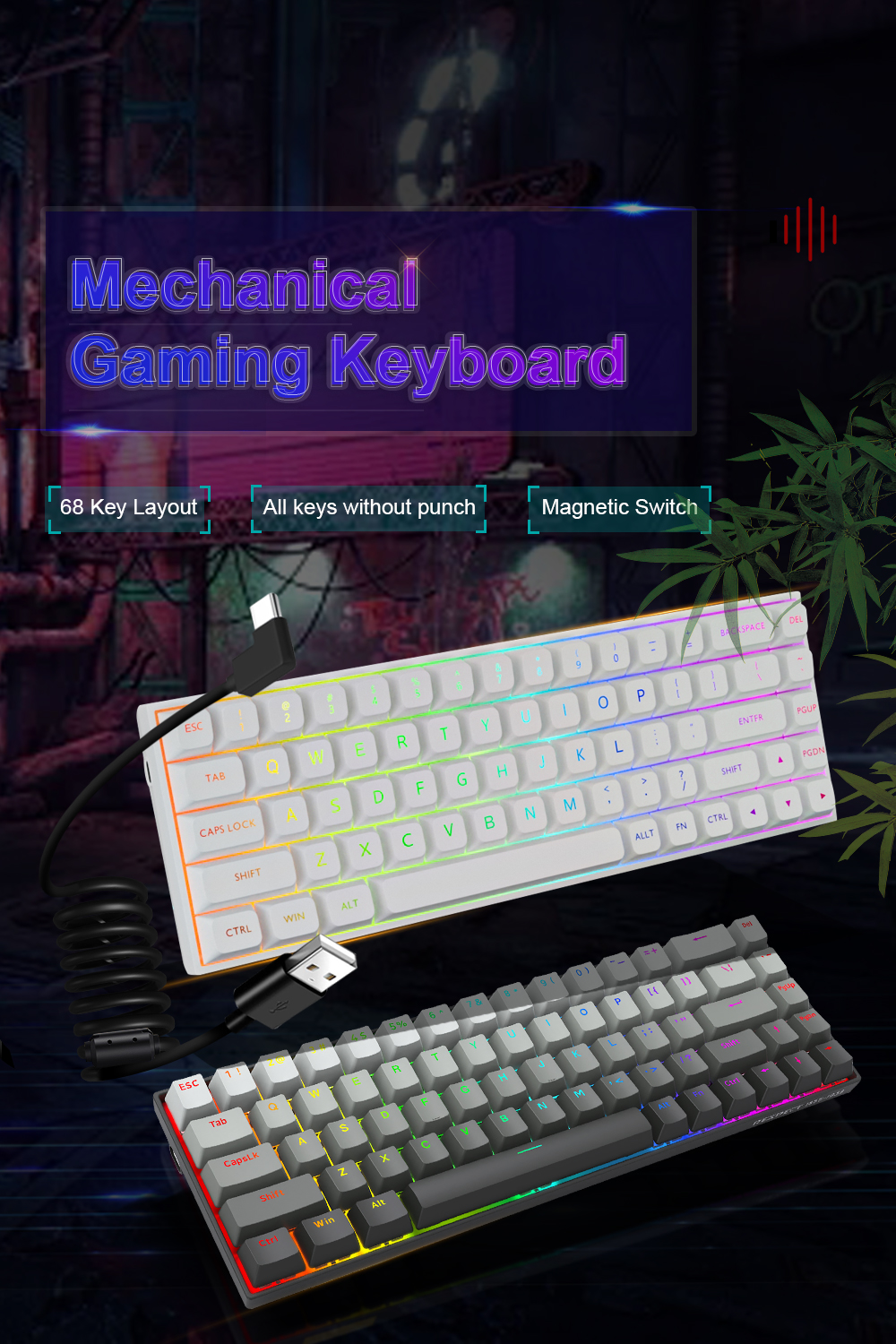 E-YOOSO Hz-68 RGB USB Mini 8K RT Teclado De Jogo Mecânico