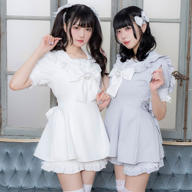 レース重ねセーラーリボンセットアップ – レディースファッション通販