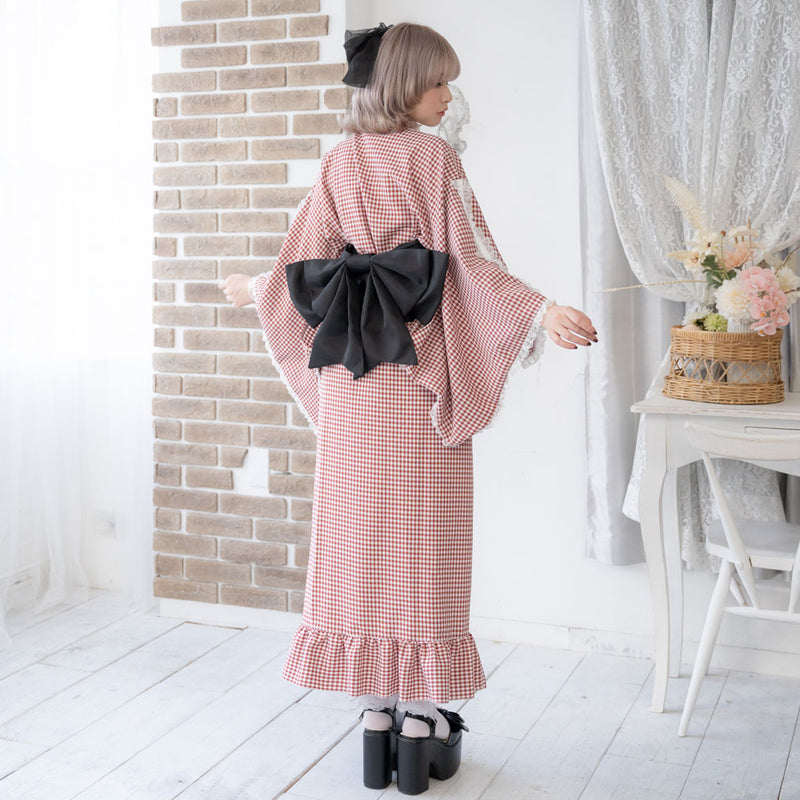 ビジューリボンレースチェック浴衣 – レディースファッション通販の夢