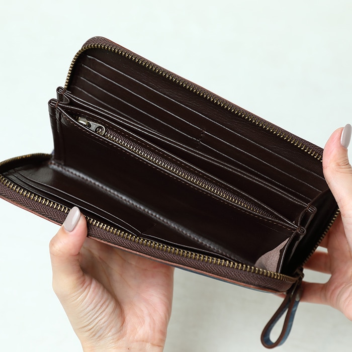 藍染レザーの長財布 ポッシュF(薄藍)(薄藍): せとうちエリア