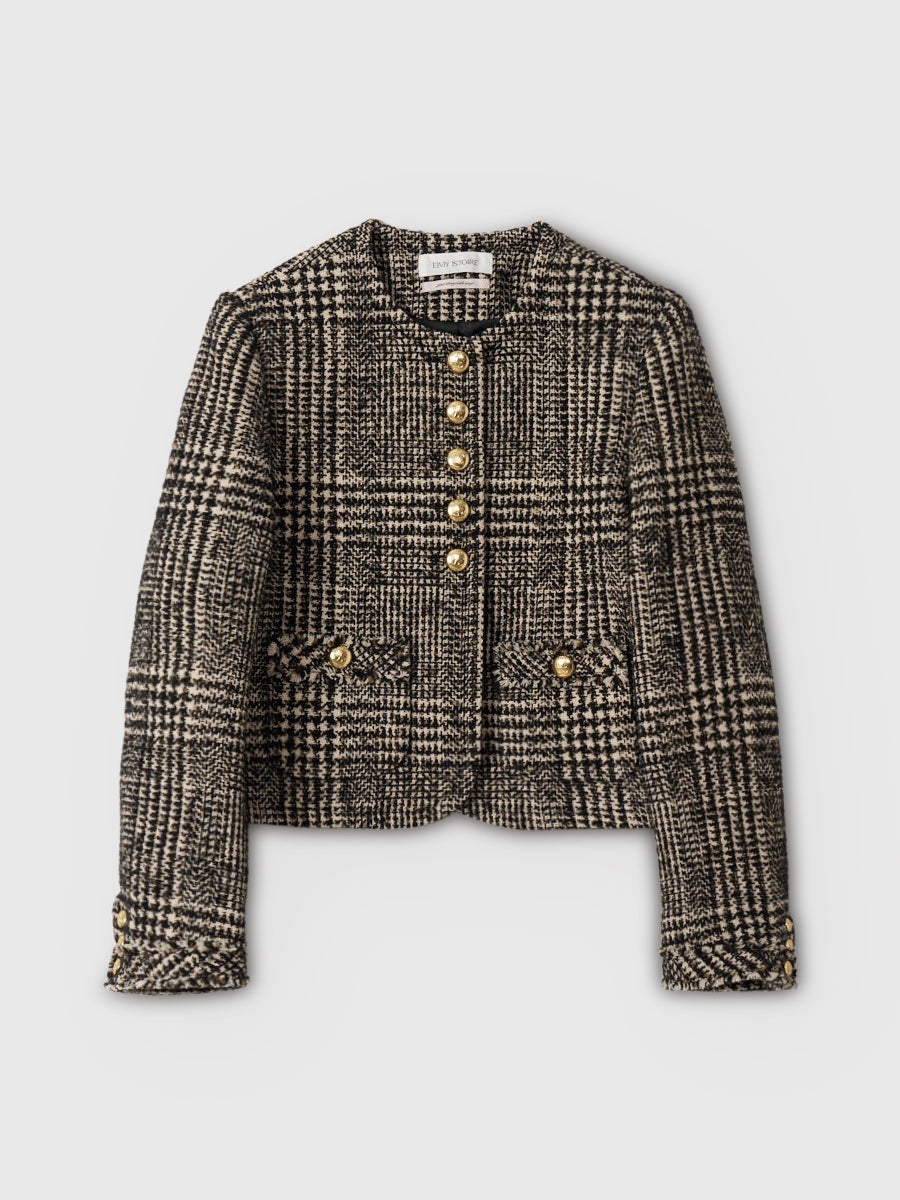 ツイードノーカラージャケット