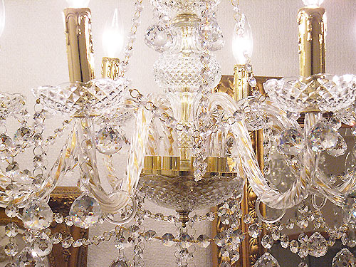 LA LUCE】アスフールクリスタルシェードシャンデリア 8灯 ゴールド