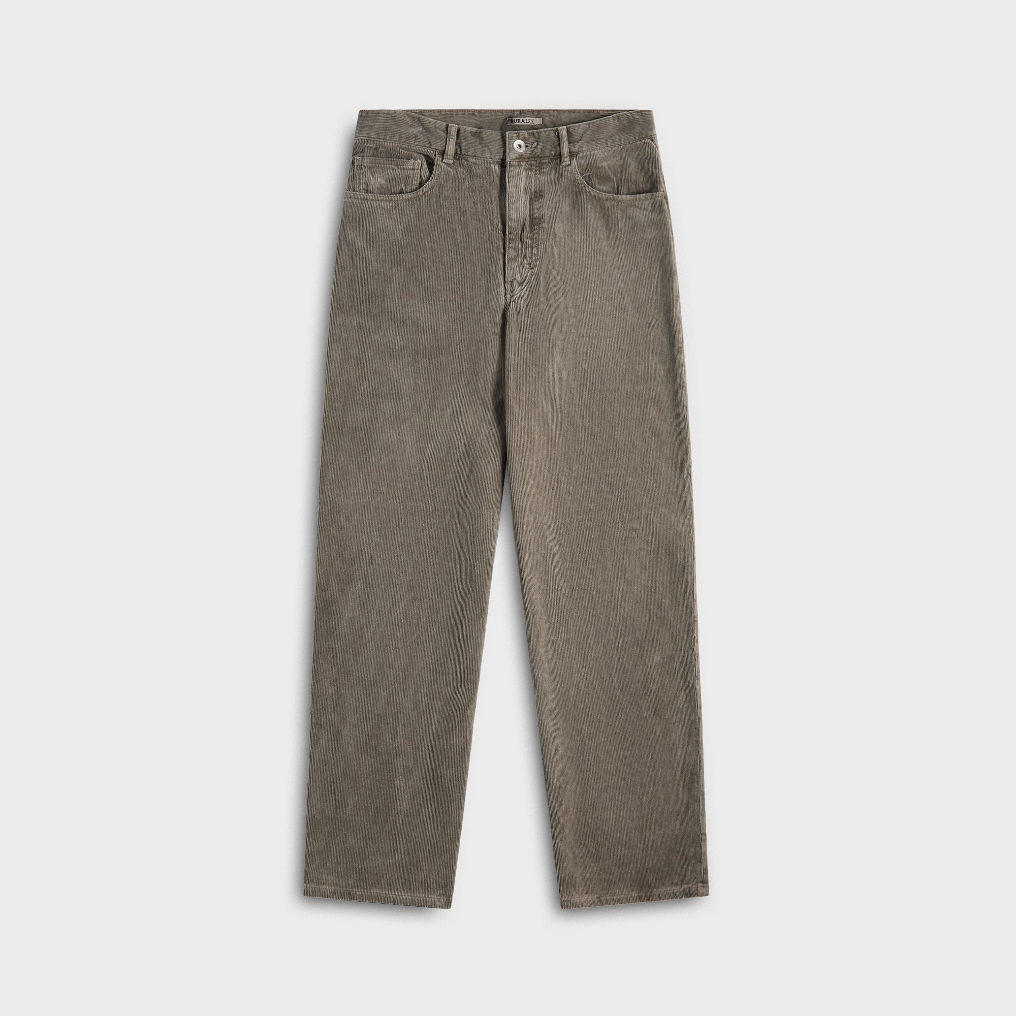 Auralee Pigment Dyed Finx Corduroy Wide 5P Pants - Olive Brown