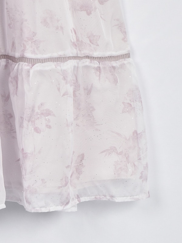 ラメフリルギャザー花柄ワンピース｜evelyn（エブリン）公式通販サイト