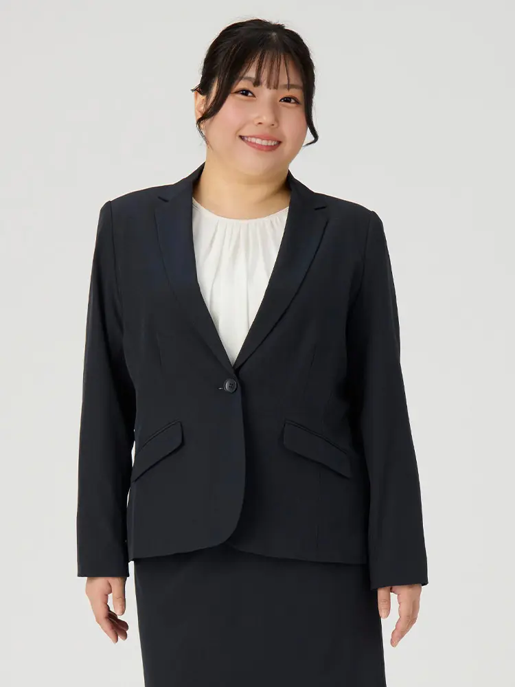 ネイビー 【17・19号限定】【WEB限定】洗えるストレッチジャケット