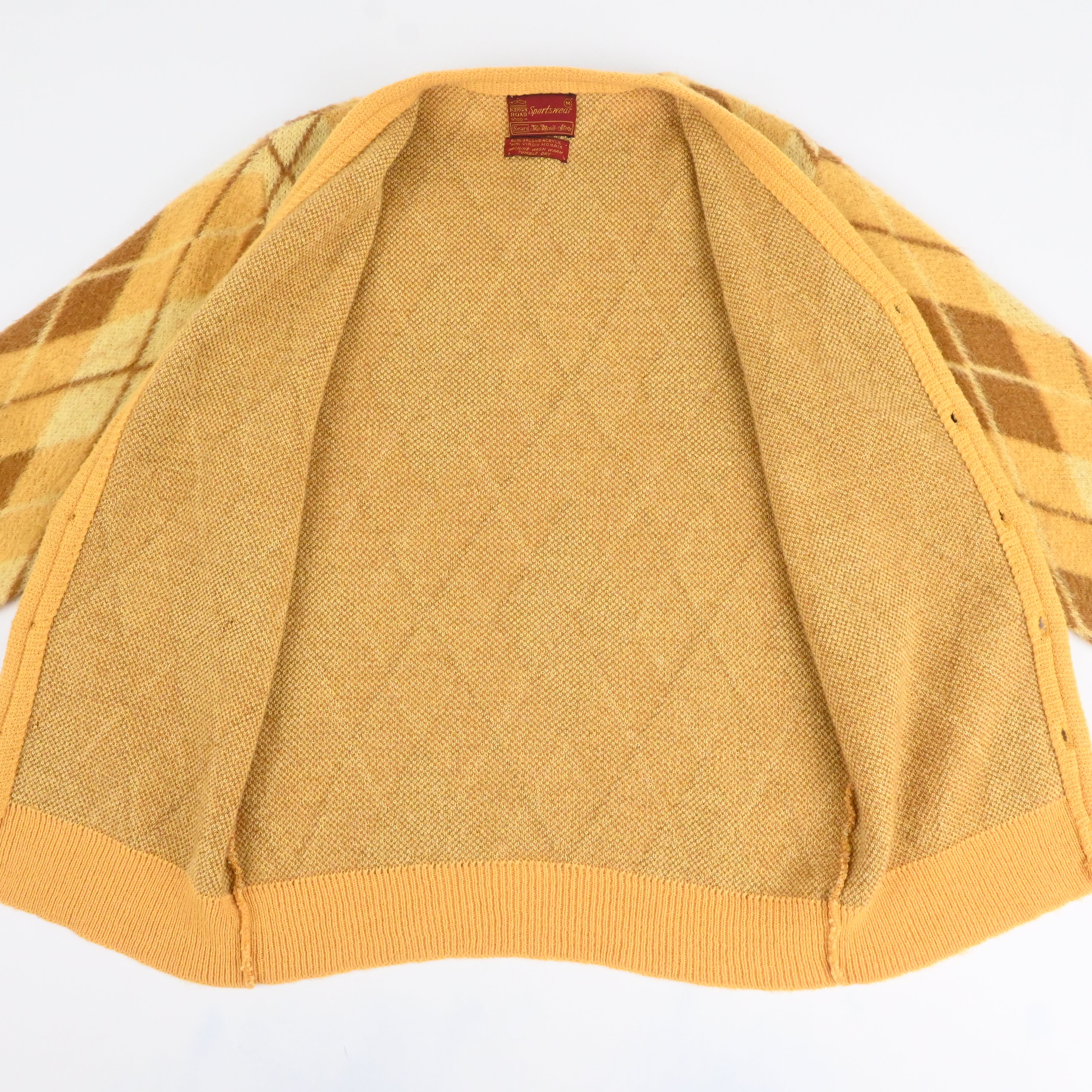 60's SEARS KINGS ROAD SPORTWEAR ARGYLE MOHAIR CARDIGAN size M